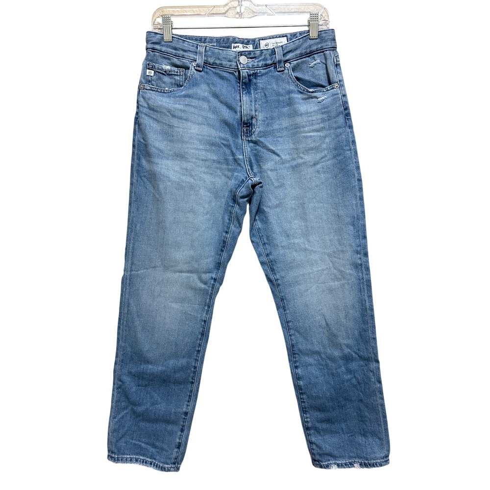 AG Adriano Japanese Fabric Ex Boyfriend Slouchy Slim 28 Distressed Raw Hem Jeans